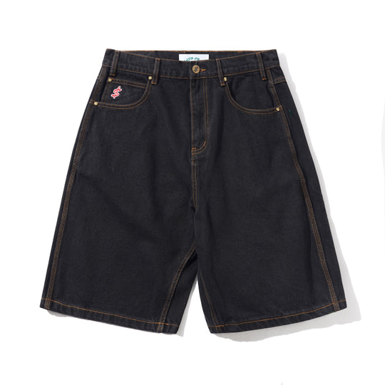 Logo Denim Shorts, Washed Black
