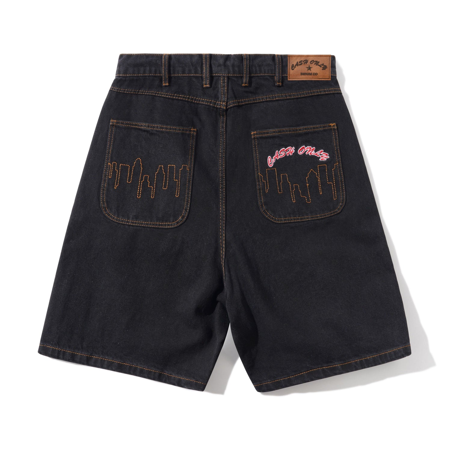 Logo Denim Shorts, Washed Black