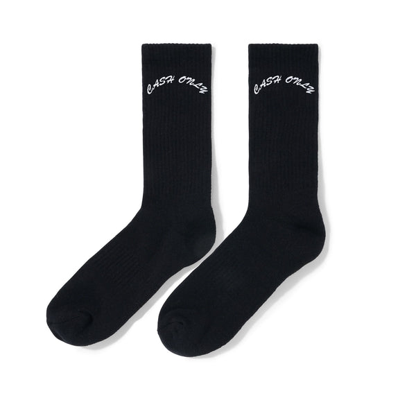 Cash Only Logo Crew Socks, Black