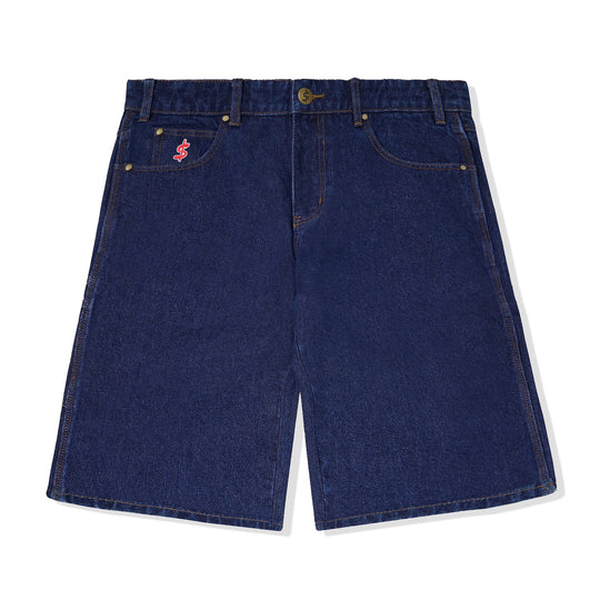 Logo Baggy Denim Shorts, Raw Indigo