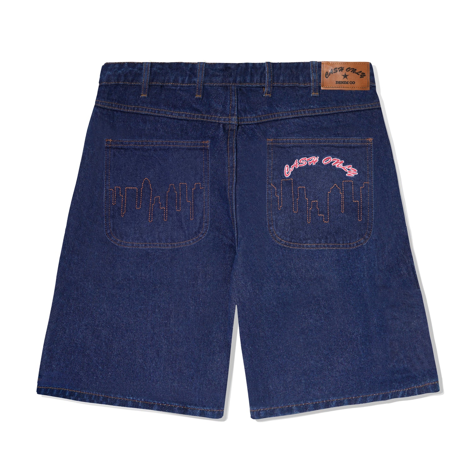 Logo Baggy Denim Shorts, Raw Indigo