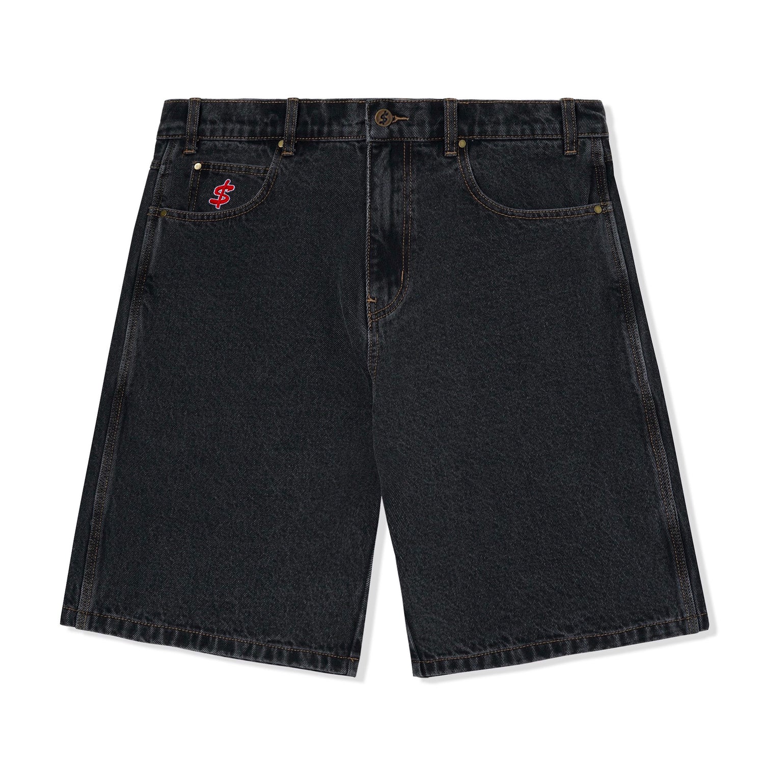 Logo Denim Shorts, Washed Black