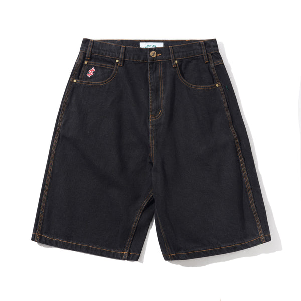 Cash Only Logo Denim Shorts, Washed Black