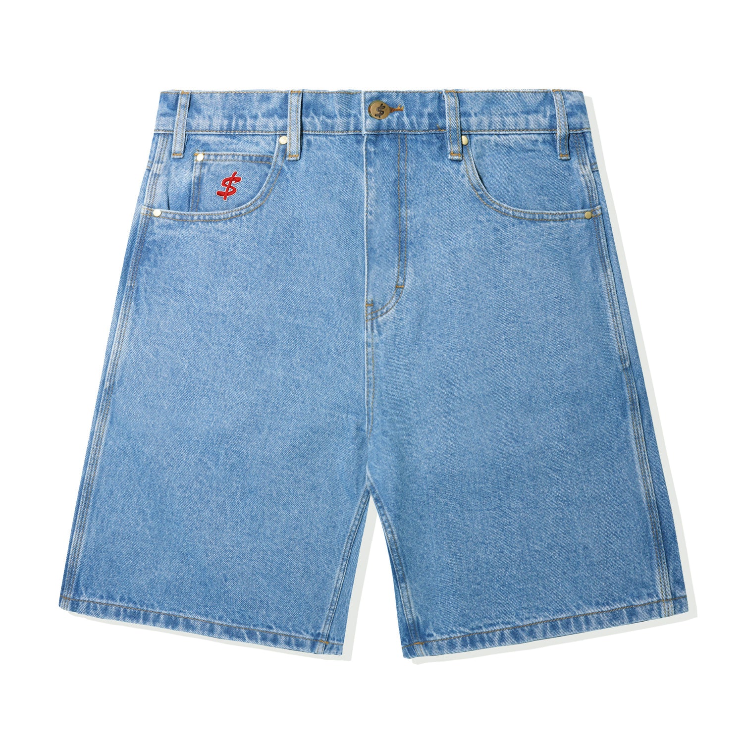 Logo Baggy Denim Shorts, Washed Indigo