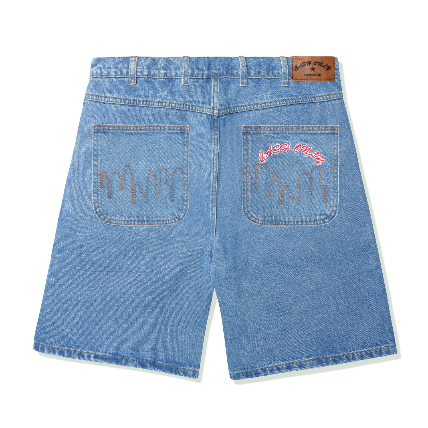 Logo Baggy Denim Shorts, Washed Indigo