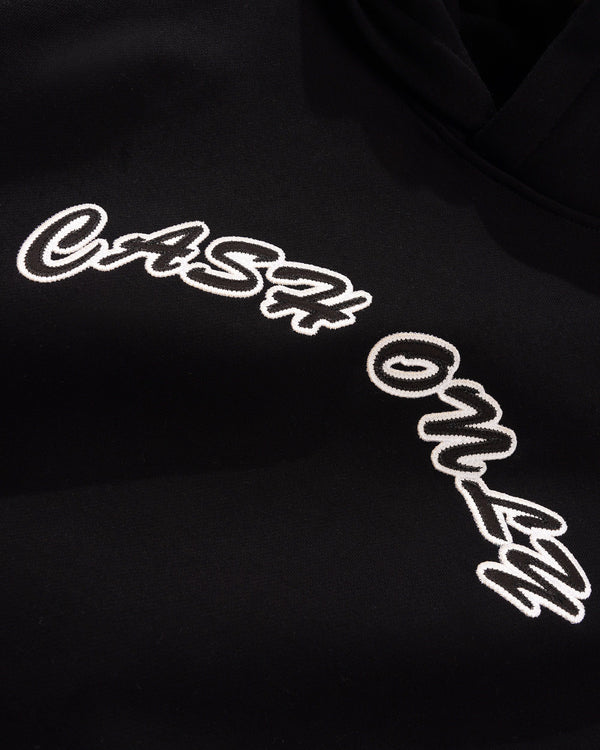 Cash Only Logo Pullover Hood, Black