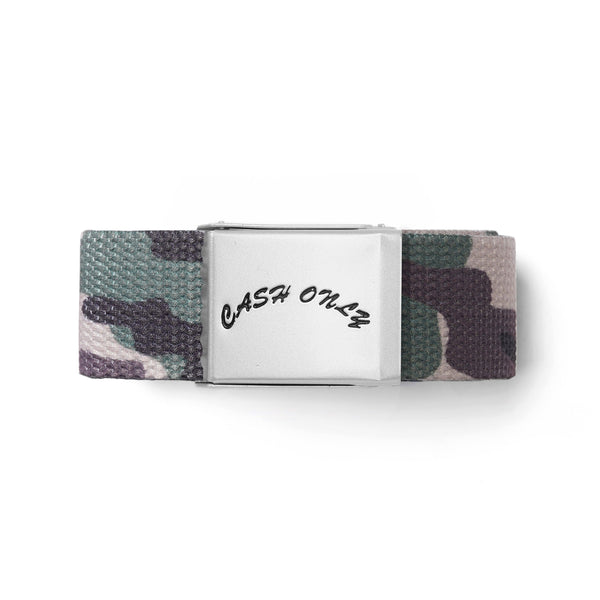 Cash Only Logo Web Belt, Camo