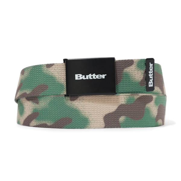 Butter Goods Logo Woven Belt, Spray Camo