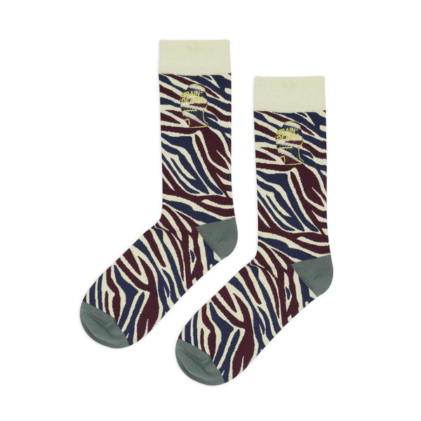 Brain Dead Logohead Dress Socks, Multi Zebra