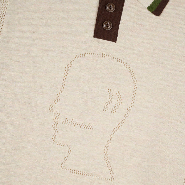 Brain Dead Logo Head Pointelle Polo, Natural