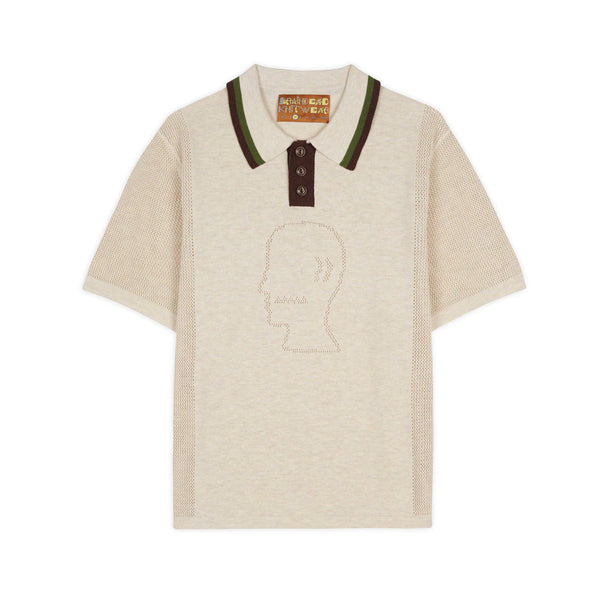 Brain Dead Logo Head Pointelle Polo, Natural