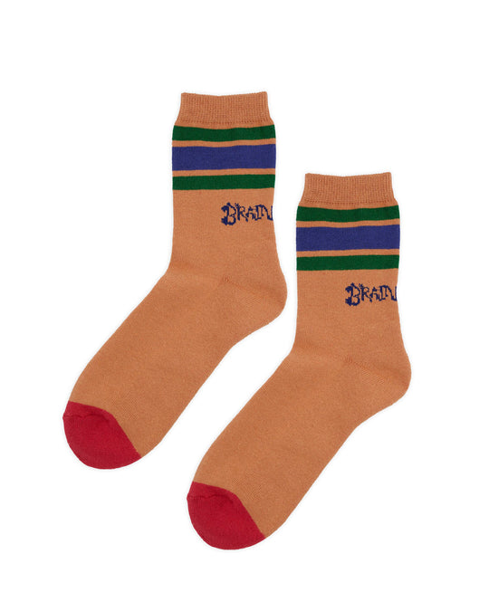 Logo Striped Quarter Sock, Orange