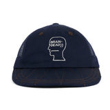 Logohead Long Brim Mesh Panel Hat, Navy