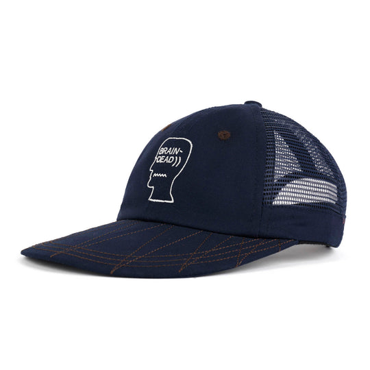 Logohead Long Brim Mesh Panel Hat, Navy