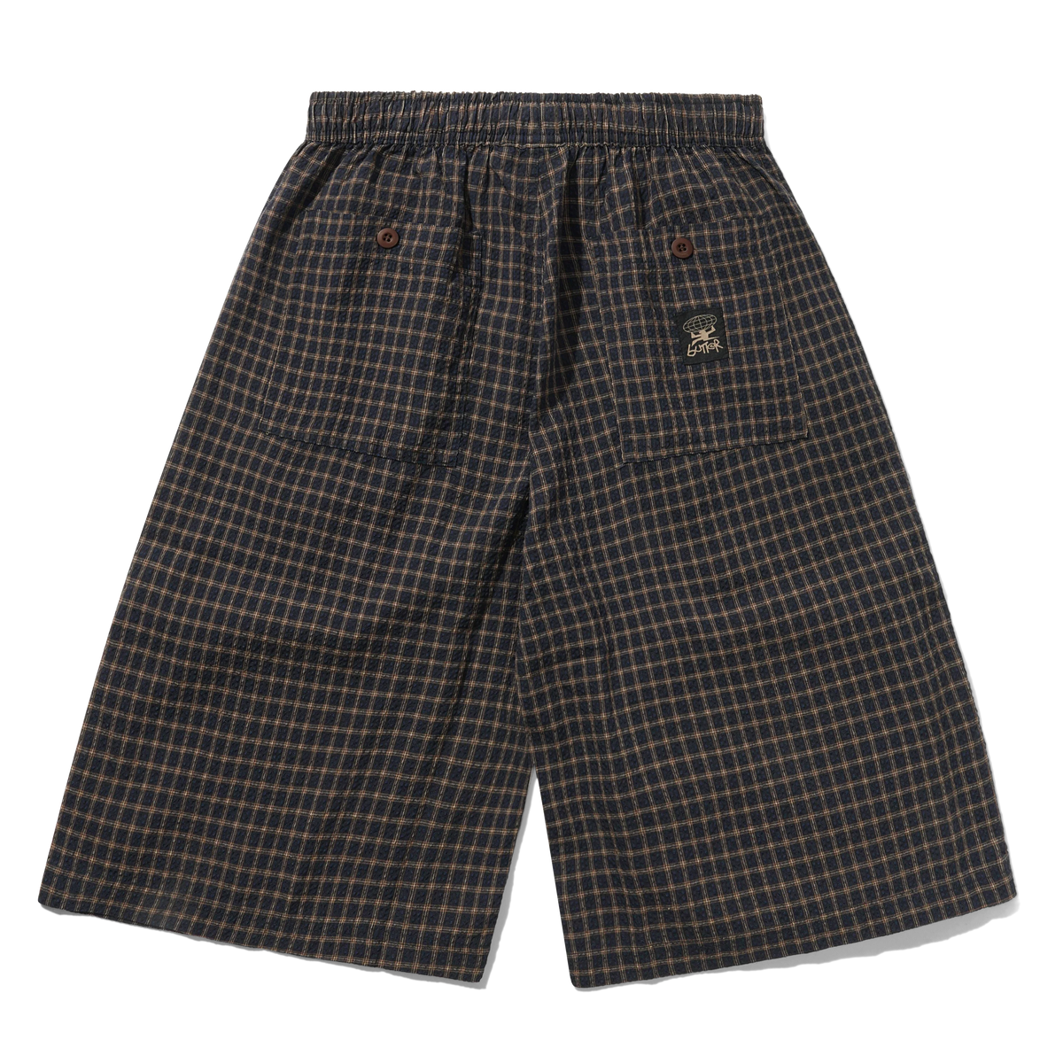 Loose Shorts, Brown Seersucker Plaid