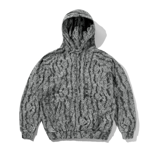 Lowland Camo Zip-Thru Hood, Washed Black