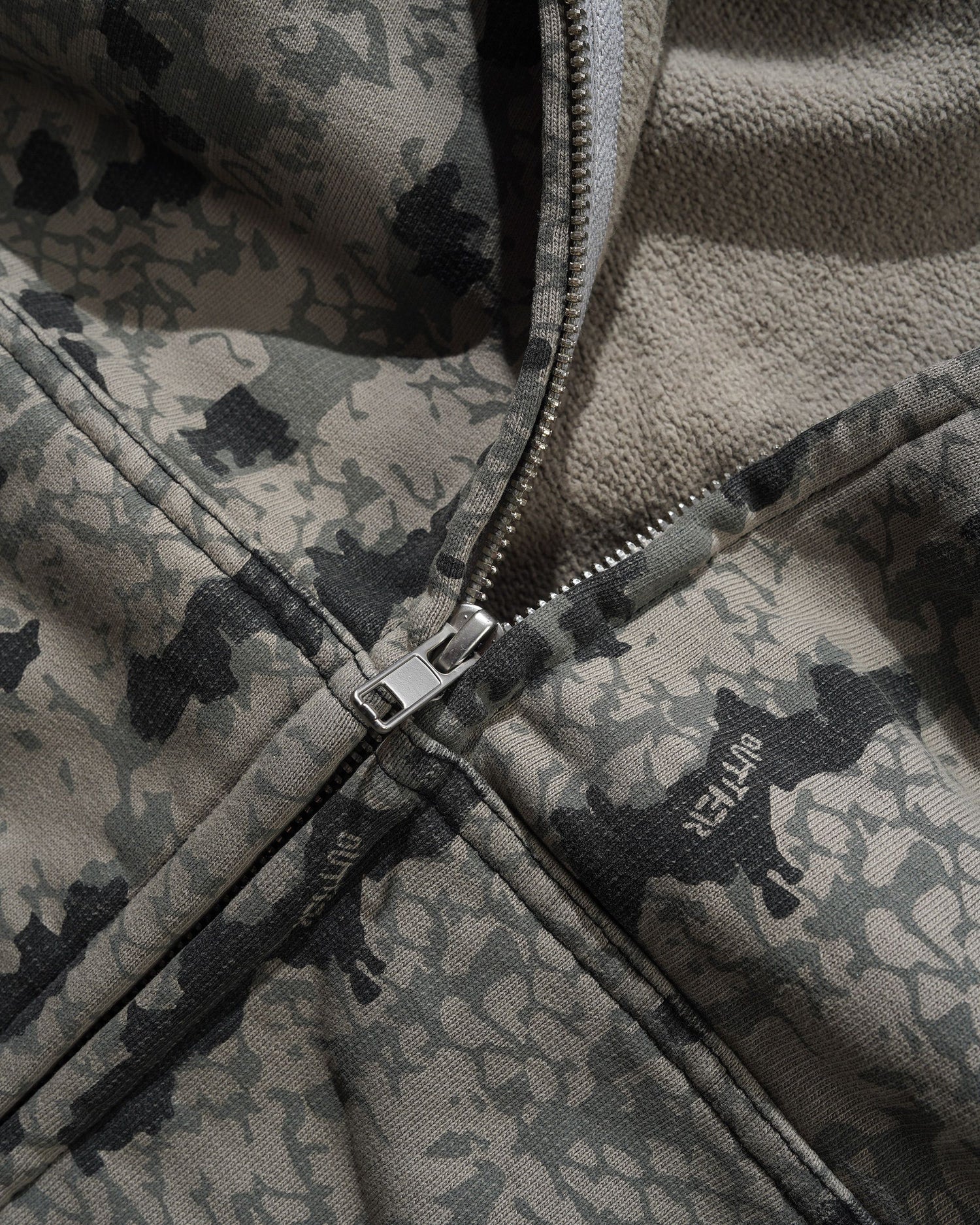 Lowland Camo Zip-Thru Hood, Washed Black