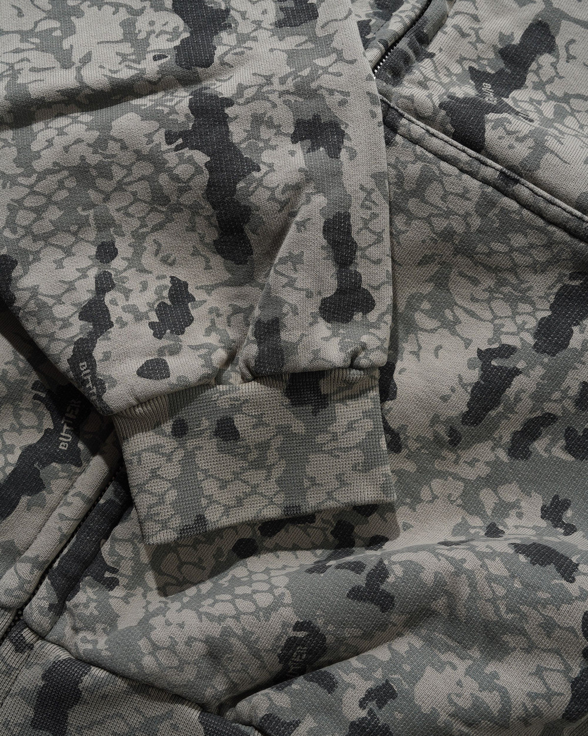 Lowland Camo Zip-Thru Hood, Washed Black