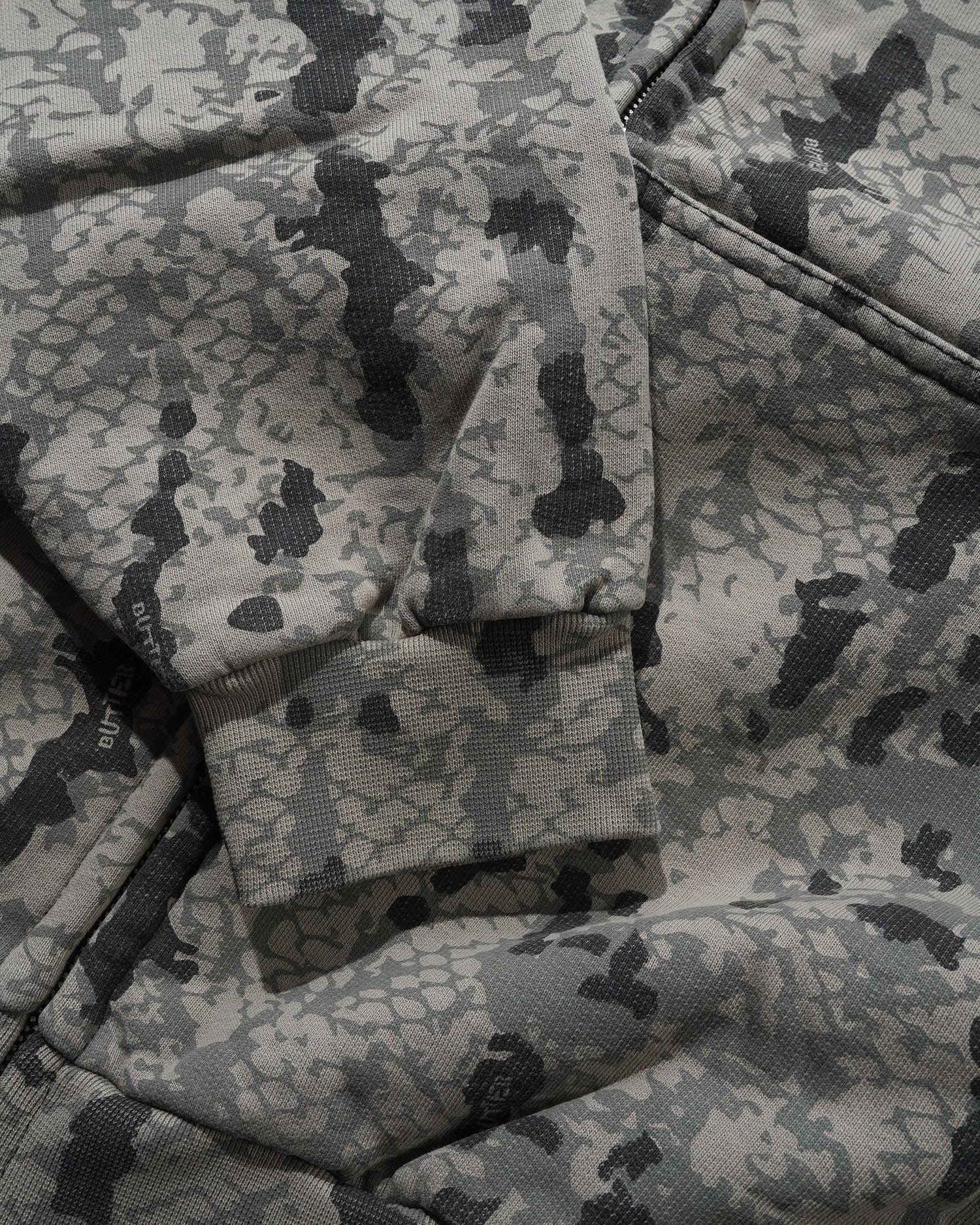 Lowland Camo Zip-Thru Hood, Washed Black