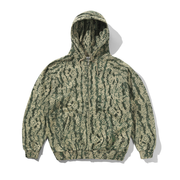Butter Goods Lowland Camo Zip-Thru Hood, Washed Green