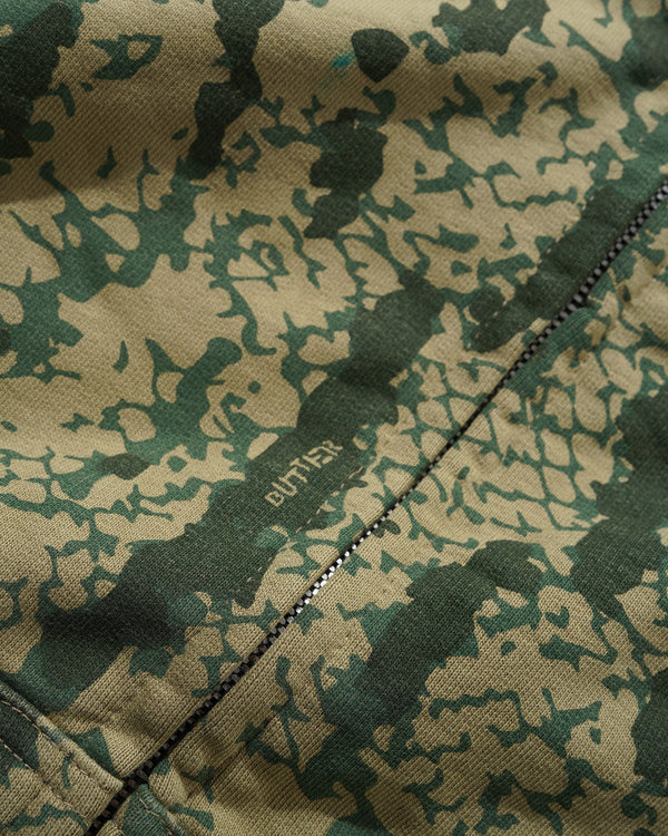 Butter Goods Lowland Camo Zip-Thru Hood, Washed Green