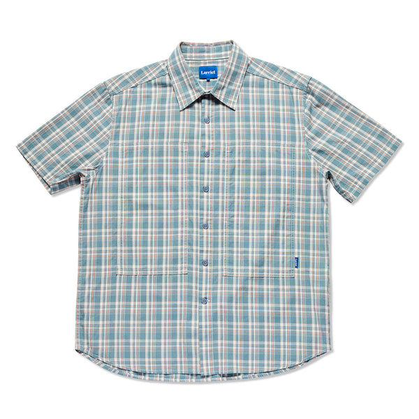 Larriet Cliff Short Sleeve Shirt, Petrol Plaid