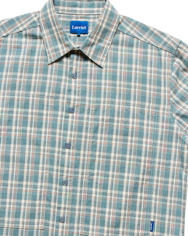 Larriet Cliff Short Sleeve Shirt, Petrol Plaid