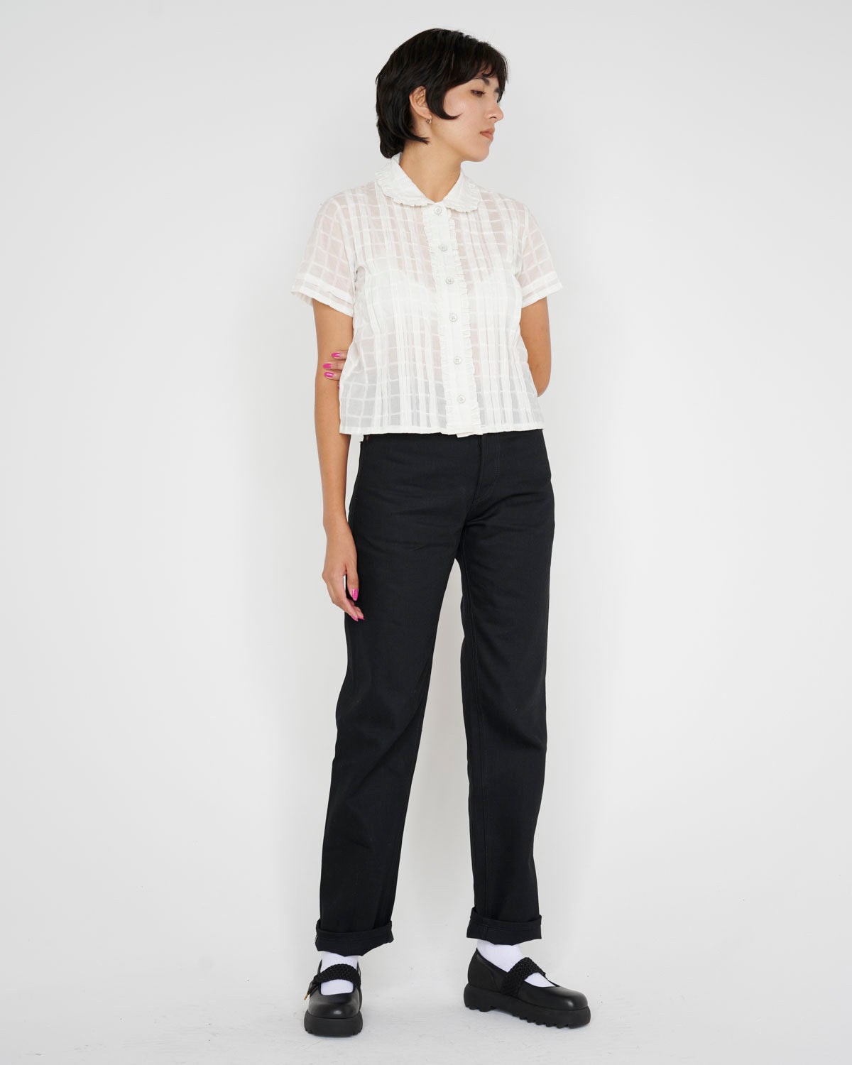 Womens Mercado Square Button Up Shirt, White