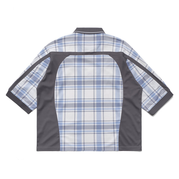 Metalwood Paneled 3/4 Sleeve Polo, Ice