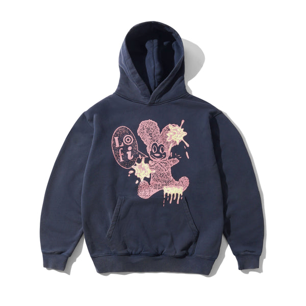 Lo-Fi Messy Pullover Hood, Navy