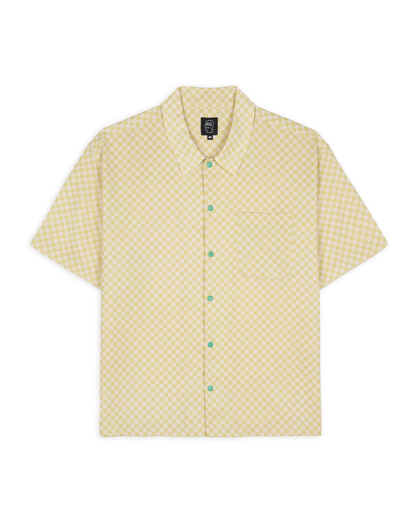 Brain Dead Micro Check S/S Snap Shirt, Key Lime