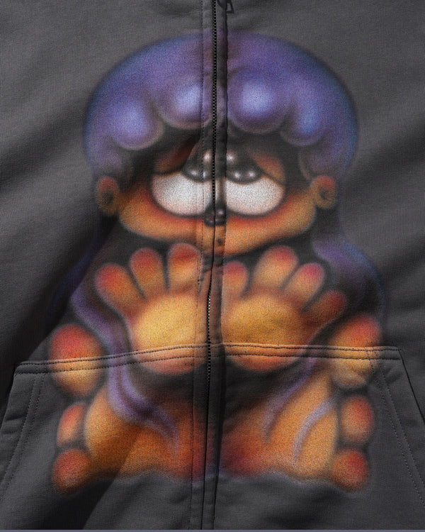 Lo-Fi Mim Zip-Thru Hood, Charcoal