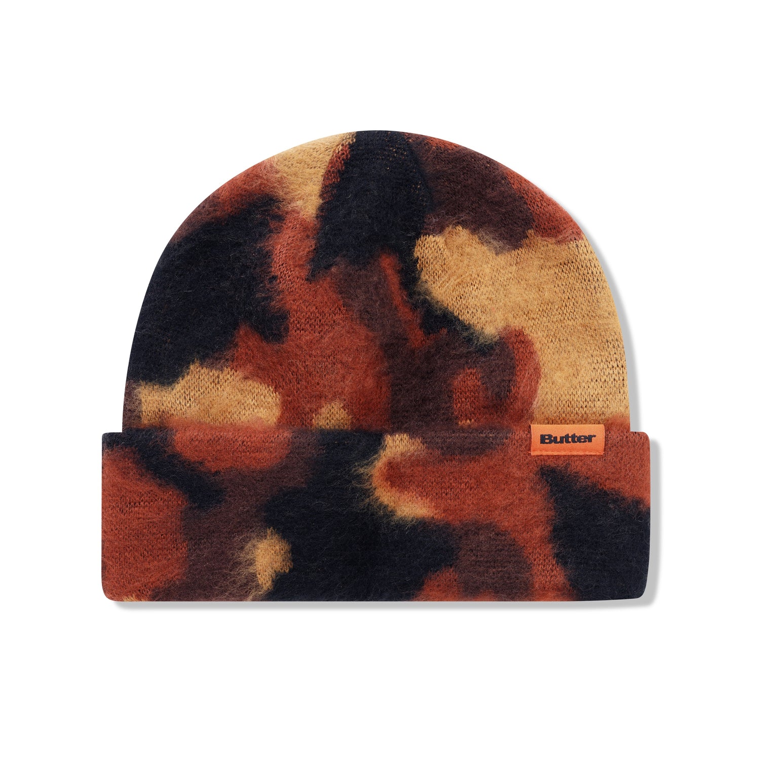 Mohair Camo Cuff Beanie, Burnt Orange