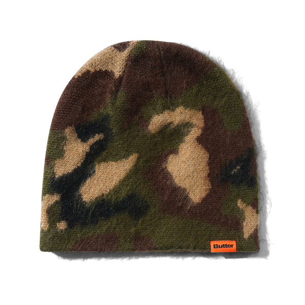 Butter Goods Mohair Skully Beanie, Woodland Camo