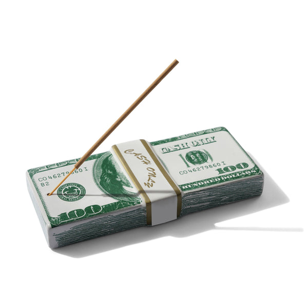 Cash Only Money Stack Incense Holder, Green
