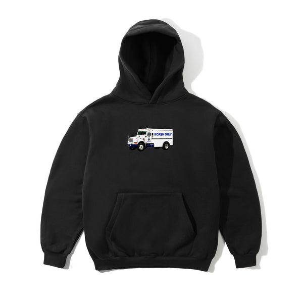 Cash Only Money Truck Pullover Hood, Black