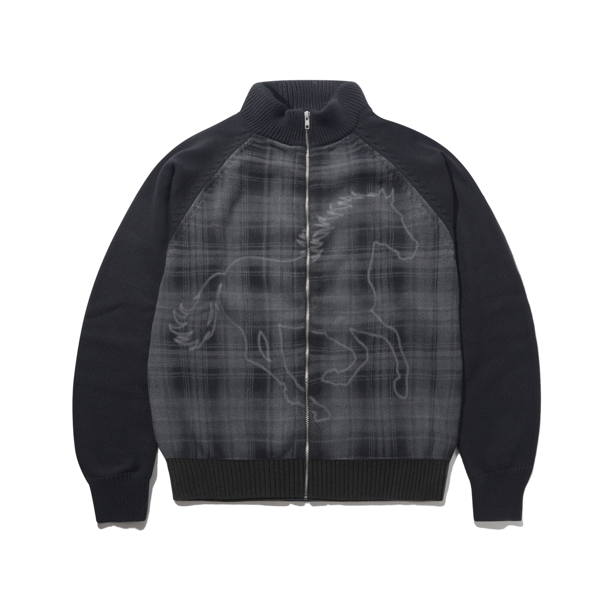 Mustang Zip-Thru Knit Sweater, Black