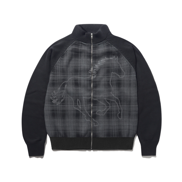 Butter Goods Mustang Zip-Thru Knit Sweater, Black