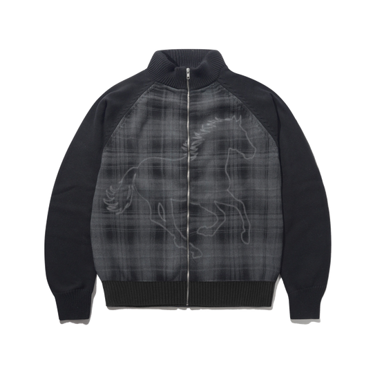 Mustang Zip-Thru Knit Sweater, Black