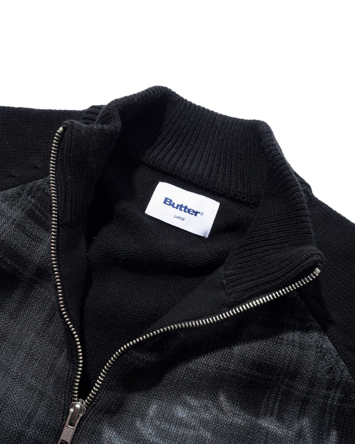 Mustang Zip-Thru Knit Sweater, Black