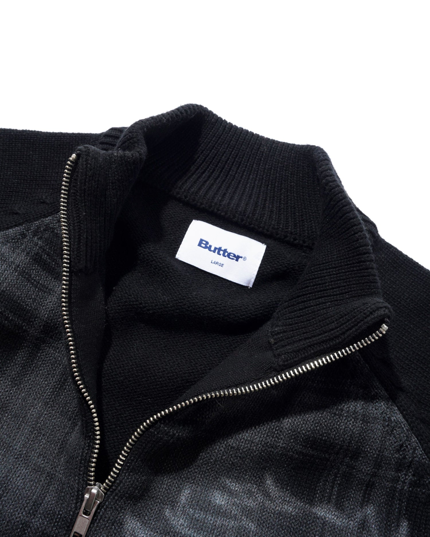 Mustang Zip-Thru Knit Sweater, Black