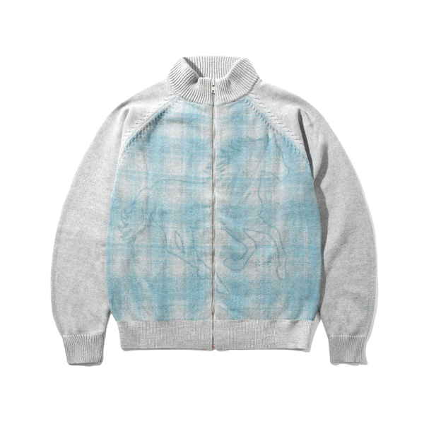 Butter Goods Mustang Zip-Thru Knit Sweater, Grey