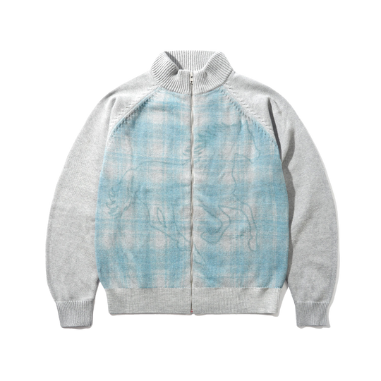 Mustang Zip-Thru Knit Sweater, Grey