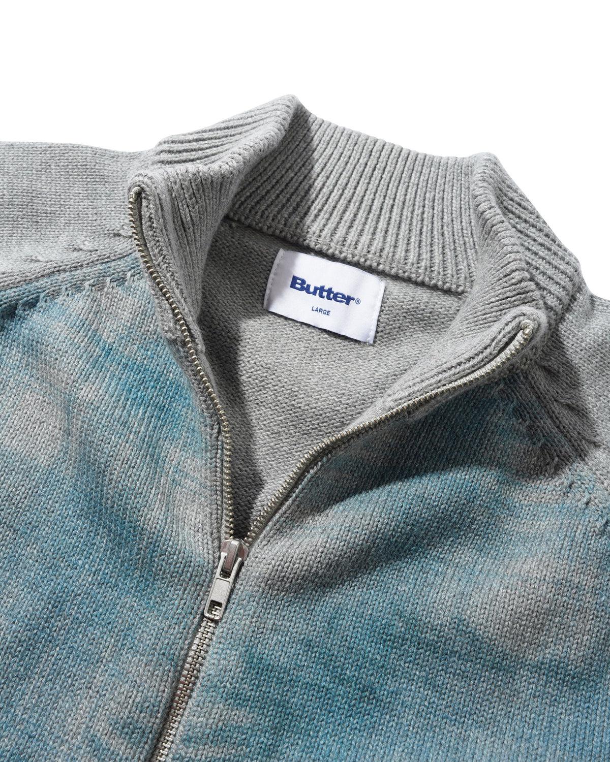 Mustang Zip-Thru Knit Sweater, Grey
