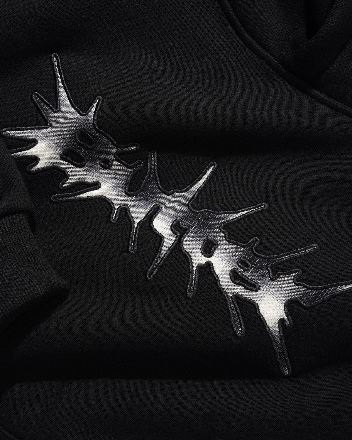 Nail Applique Pullover Hood, Black