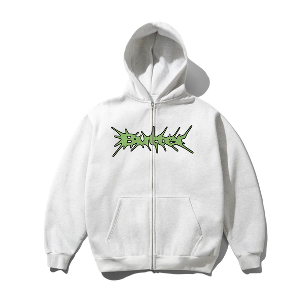 Butter Goods Nail Logo Zip-Thru Hood, Ash