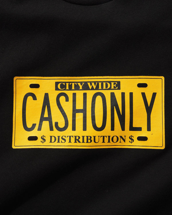 Cash Only License Plate Tee, Black