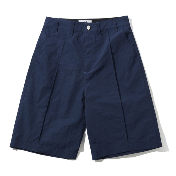 Lo-Fi Nylon Ripstop Pleated Shorts, Navy