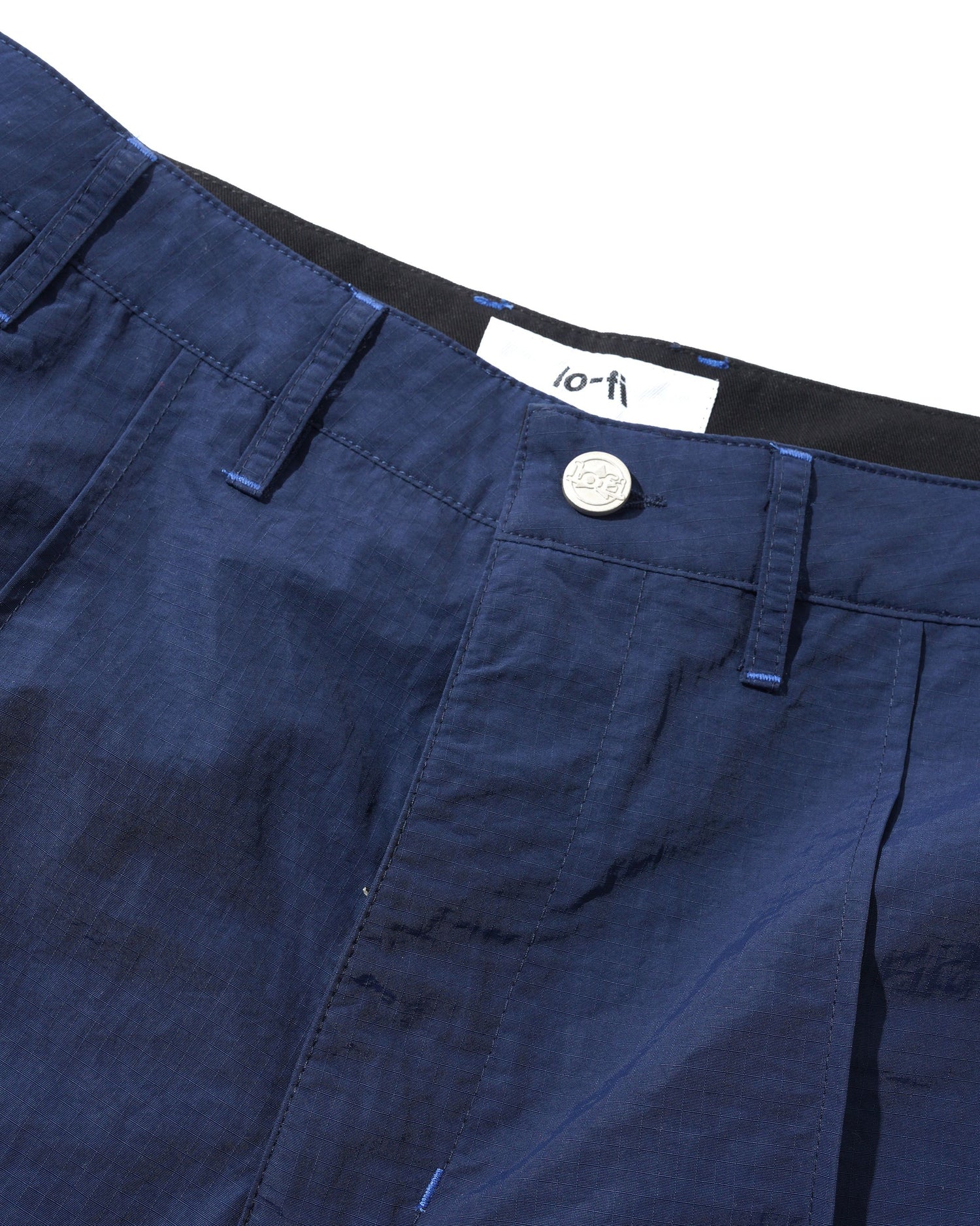 Nylon Ripstop Pleated Shorts, Navy