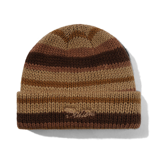 Ombre Stripe Knit Beanie, Chocolate